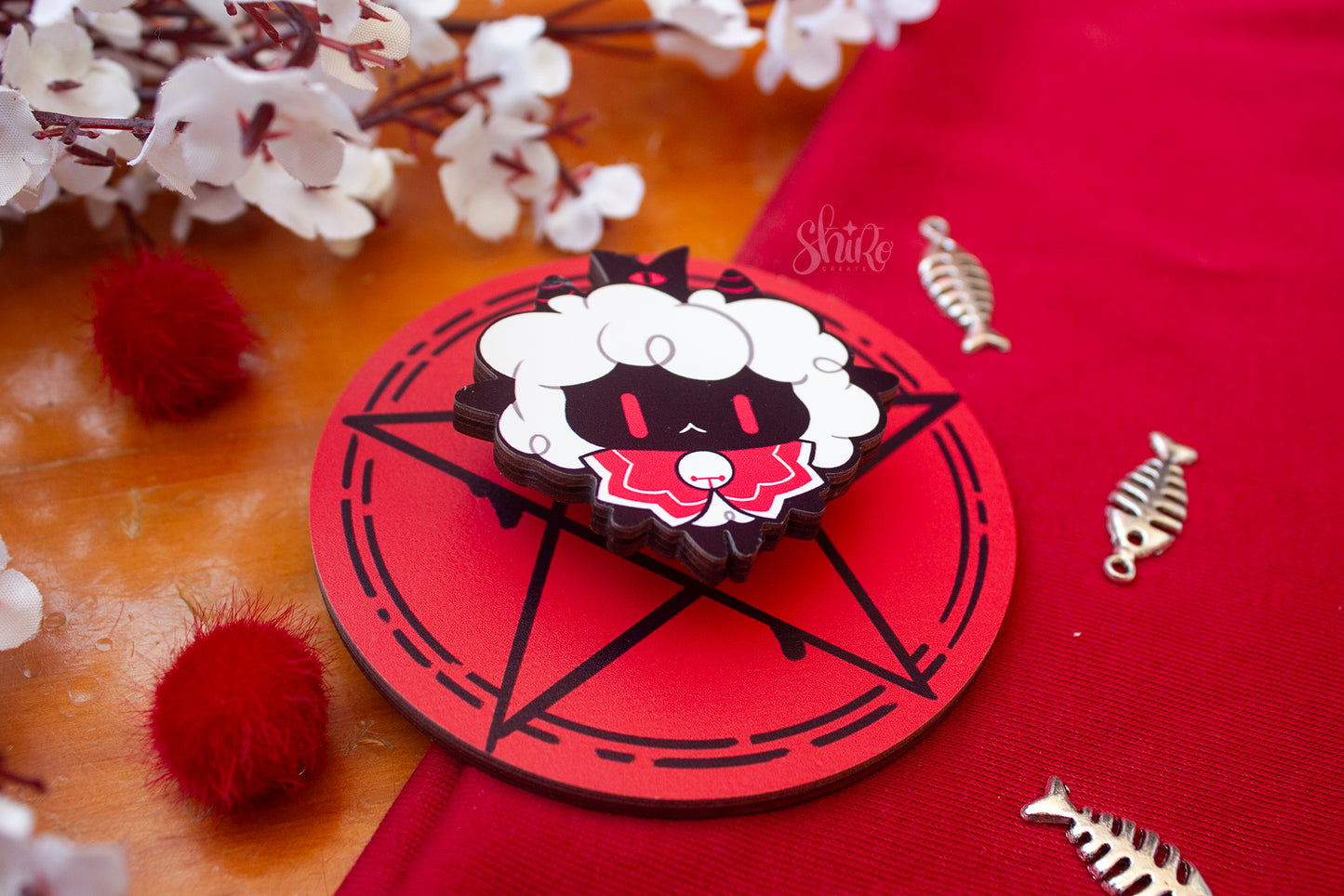 Cult of the Lamb wooden pin