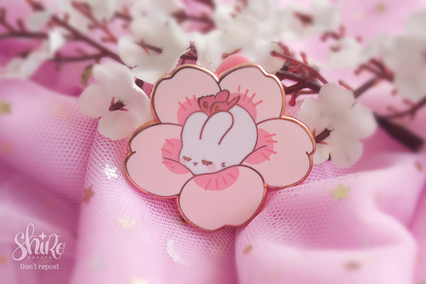 Sleepy Bunny Blossom - Enamel Pin