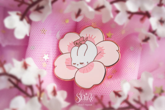 Sleepy Bunny Blossom - Enamel Pin