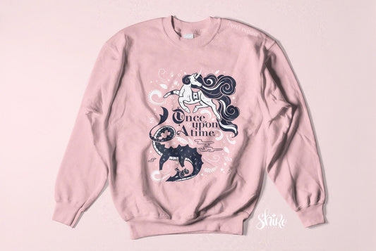 Once upon a time pink sweater with unicorn and a dragon